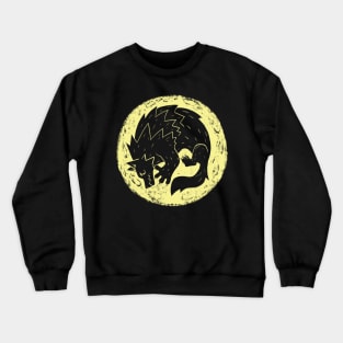 Woodcut Werewolf - Yellow Moon Crewneck Sweatshirt